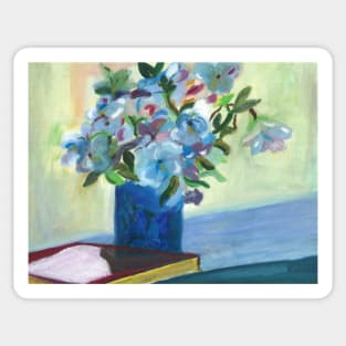 Flowers On a Vase. Oil On Canvas Painting Sticker